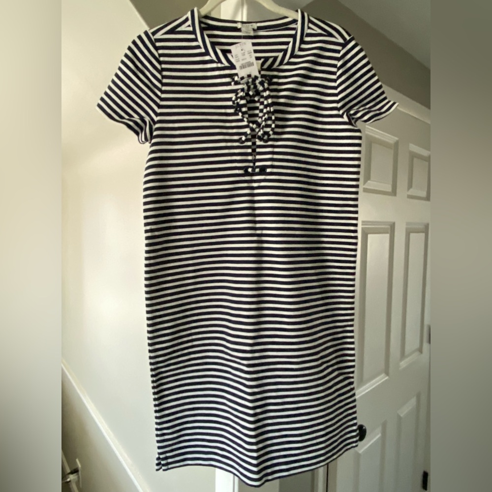 NWT JCrew Navy & White Striped Dress, Size XS
